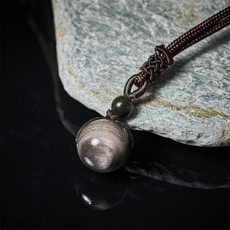 Buddha Stones Tiger's Eye Silver Sheen Obsidian Gold Sheen Obsidian Rainbow Obsidian Positive Necklace Pendant