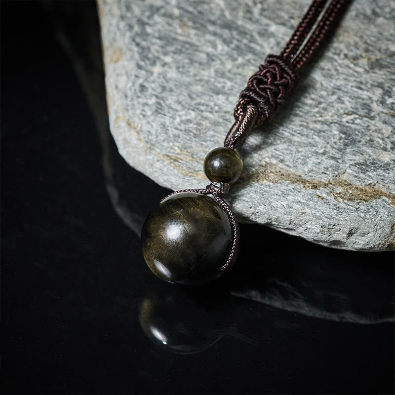 Buddha Stones Tiger's Eye Silver Sheen Obsidian Gold Sheen Obsidian Rainbow Obsidian Positive Necklace Pendant