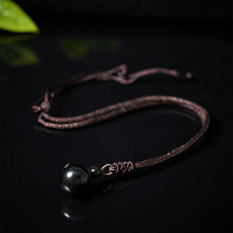 Buddha Stones Tiger's Eye Silver Sheen Obsidian Gold Sheen Obsidian Rainbow Obsidian Positive Necklace Pendant