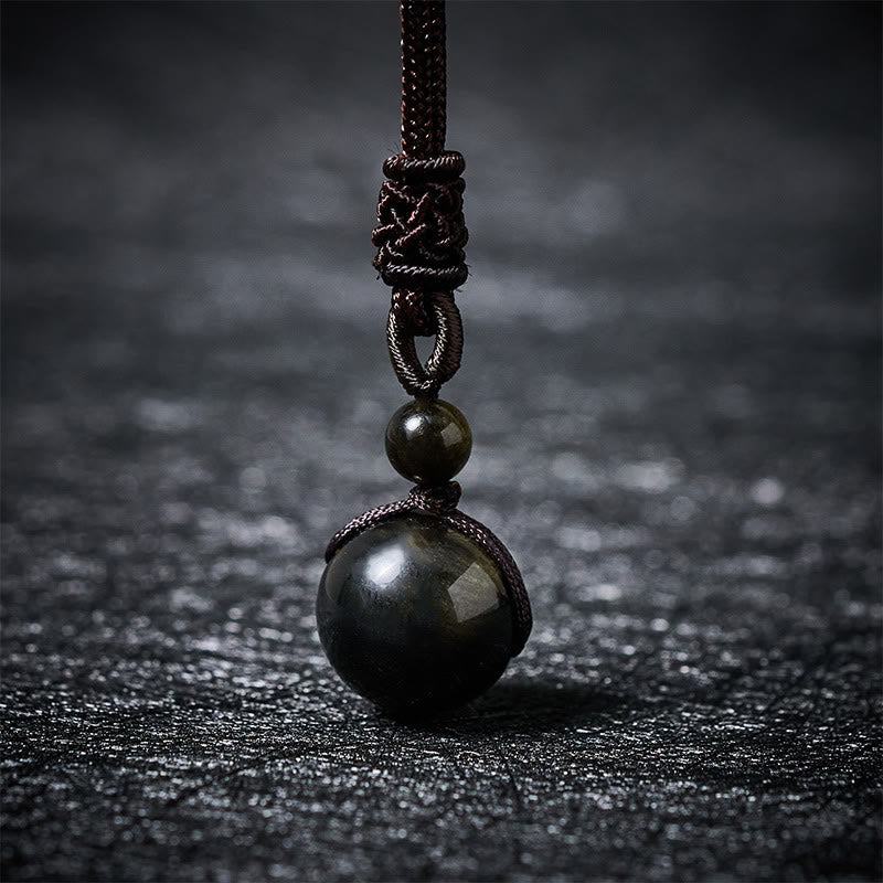 Buddha Stones Tiger's Eye Silver Sheen Obsidian Gold Sheen Obsidian Rainbow Obsidian Positive Necklace Pendant
