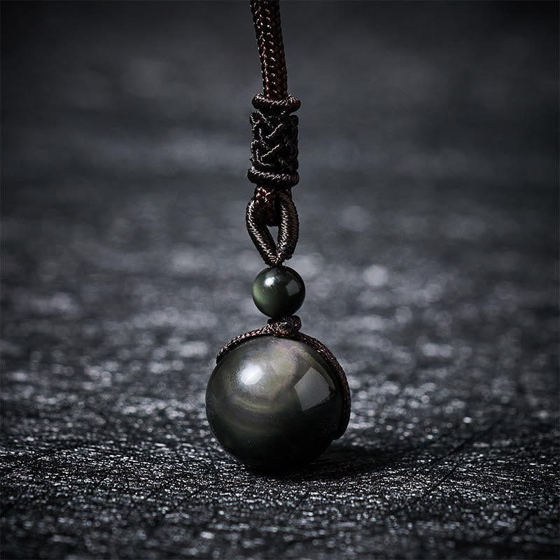 Buddha Stones Tiger's Eye Silver Sheen Obsidian Gold Sheen Obsidian Rainbow Obsidian Positive Necklace Pendant