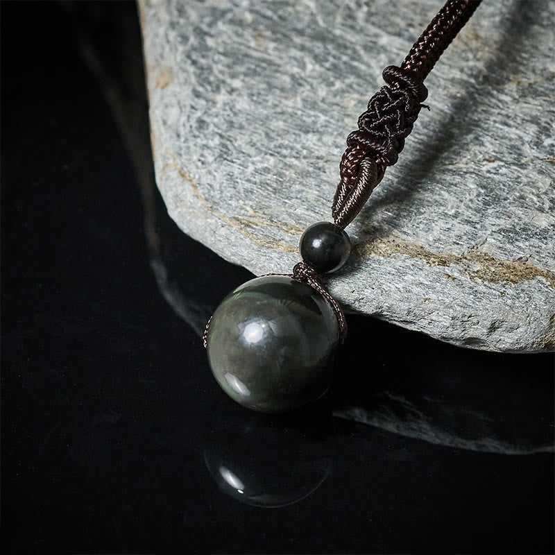 Buddha Stones Tiger's Eye Silver Sheen Obsidian Gold Sheen Obsidian Rainbow Obsidian Positive Necklace Pendant