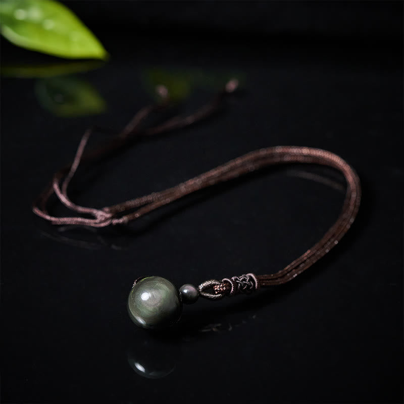 Buddha Stones Tiger's Eye Silver Sheen Obsidian Gold Sheen Obsidian Rainbow Obsidian Positive Necklace Pendant
