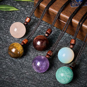 Buddha Stones White Crystal Pink Crystal Tiger Eye Smoky Quartz Protection Necklace Pendant