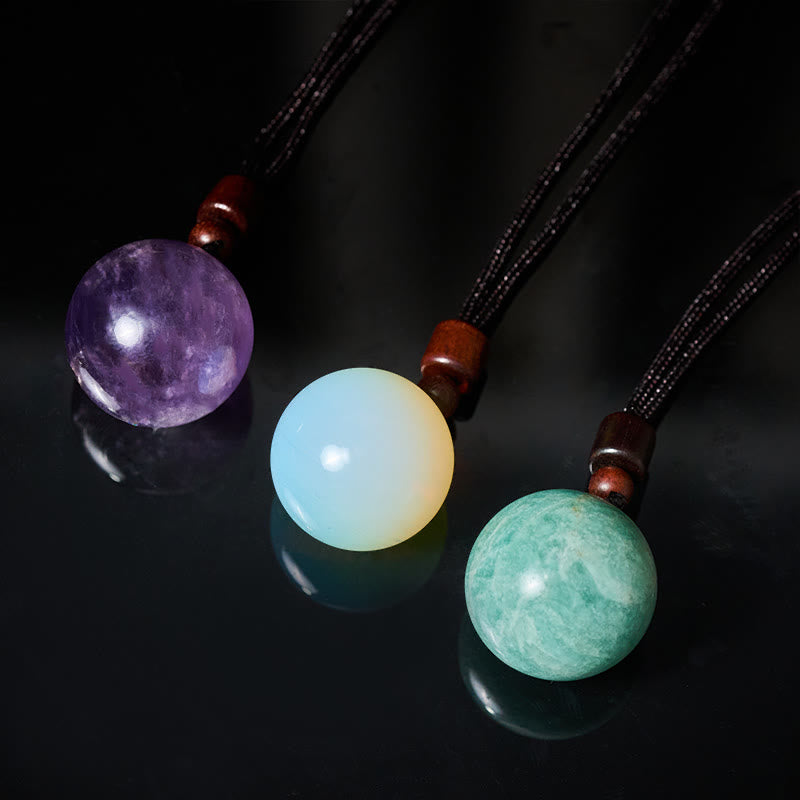 Buddha Stones White Crystal Pink Crystal Tiger Eye Smoky Quartz Protection Necklace Pendant