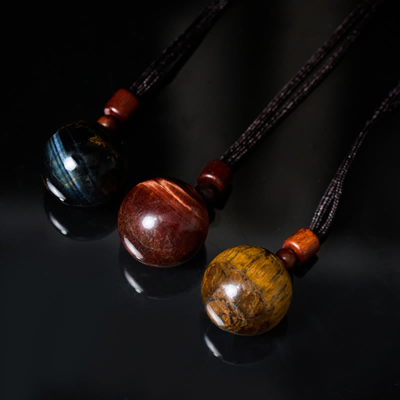 Buddha Stones White Crystal Pink Crystal Tiger Eye Smoky Quartz Protection Necklace Pendant