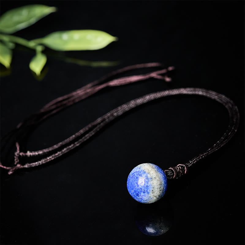 Buddha Stones Amethyst Yellow Agate Various Agate Pink Crystal Lazurite Lapis Lazuli Balance Necklace Pendant