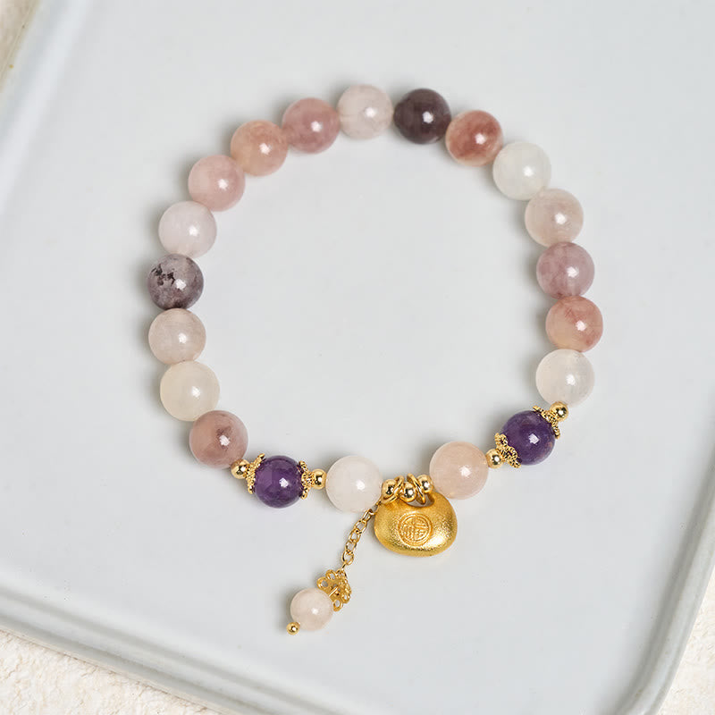 EverestArtstudios Golden Silk Jade Fu Character Rabbit Ward Off Evil Spirits Bracelet