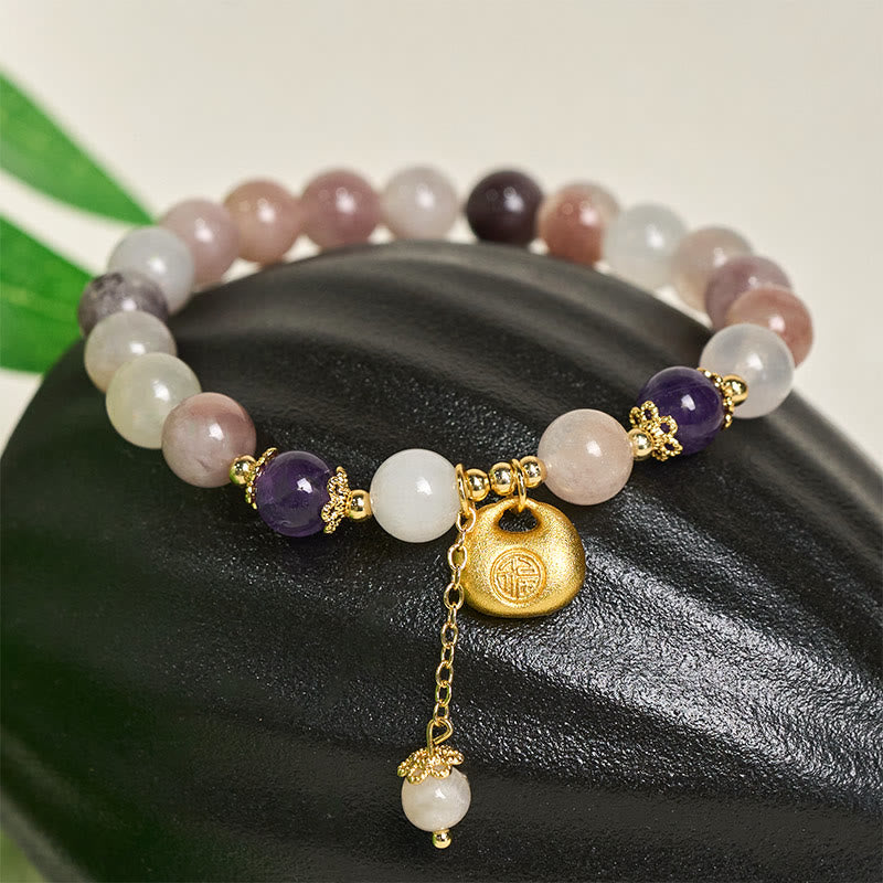 EverestArtstudios Golden Silk Jade Fu Character Rabbit Ward Off Evil Spirits Bracelet