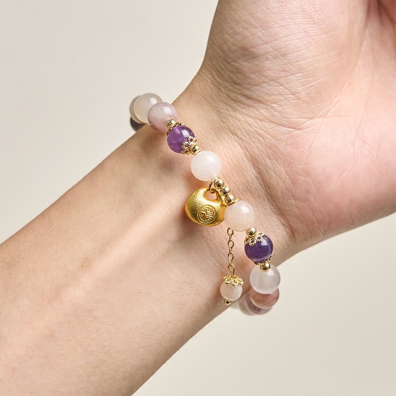 EverestArtstudios Golden Silk Jade Fu Character Rabbit Ward Off Evil Spirits Bracelet