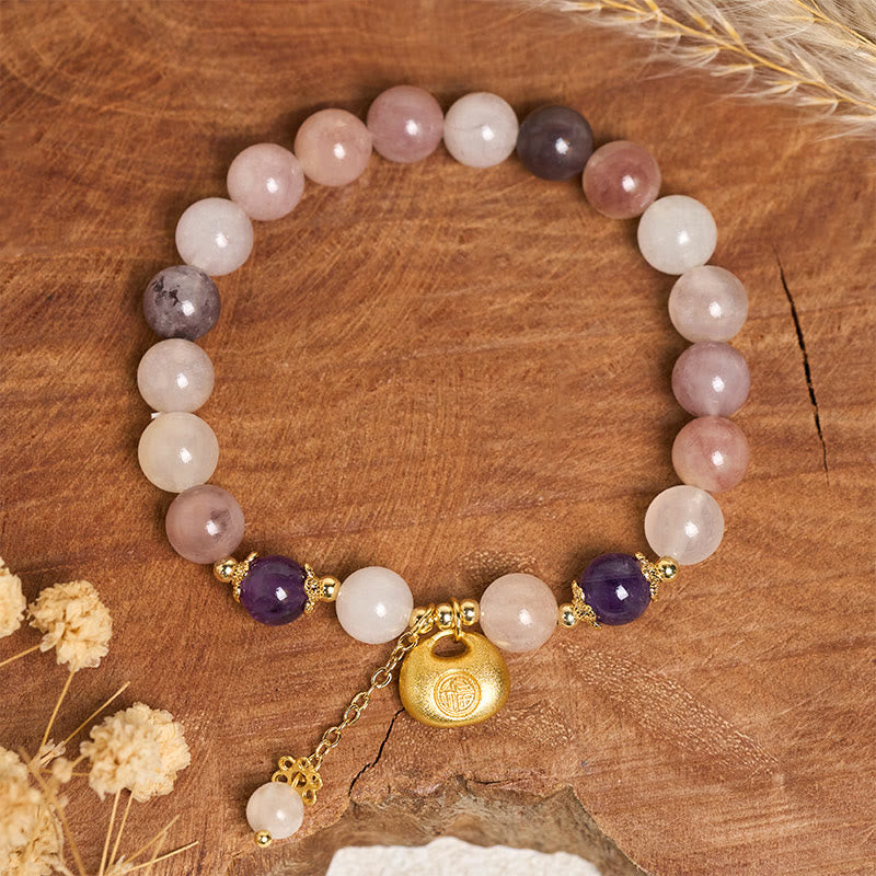 EverestArtstudios Golden Silk Jade Fu Character Rabbit Ward Off Evil Spirits Bracelet