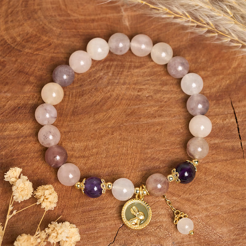 EverestArtstudios Golden Silk Jade Fu Character Rabbit Ward Off Evil Spirits Bracelet
