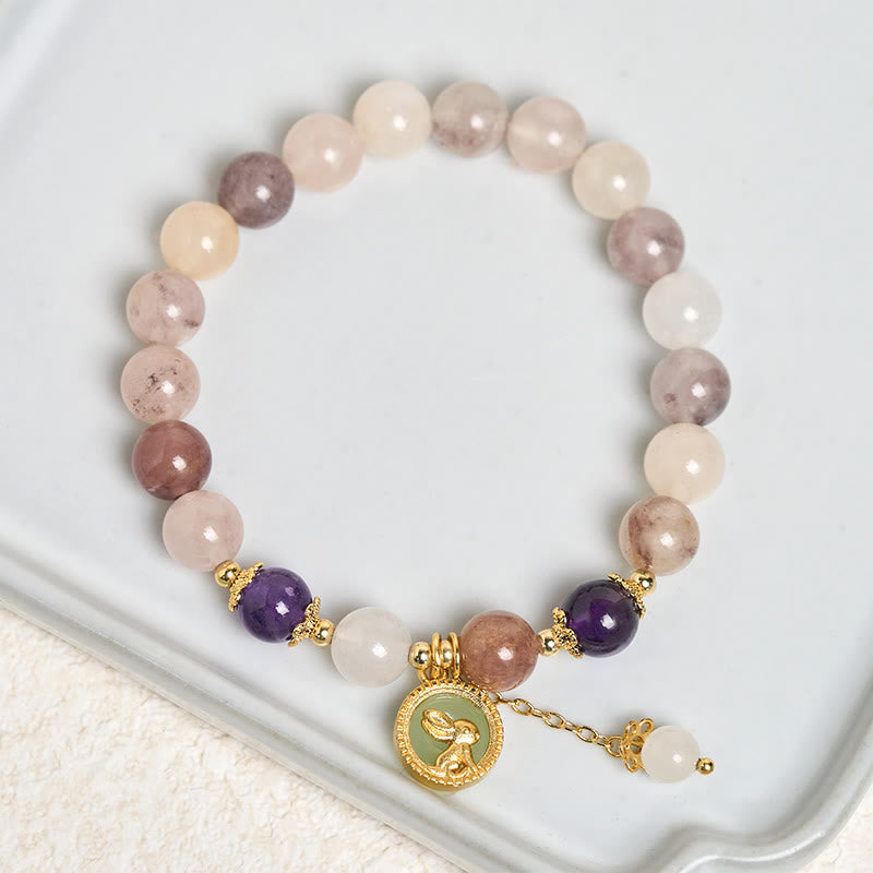 EverestArtstudios Golden Silk Jade Fu Character Rabbit Ward Off Evil Spirits Bracelet