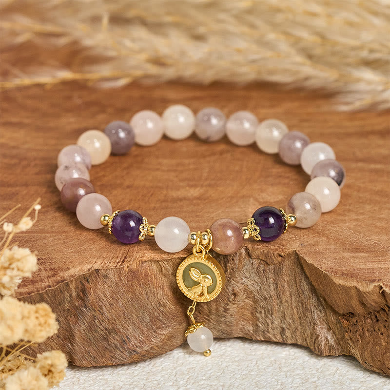 EverestArtstudios Golden Silk Jade Fu Character Rabbit Ward Off Evil Spirits Bracelet