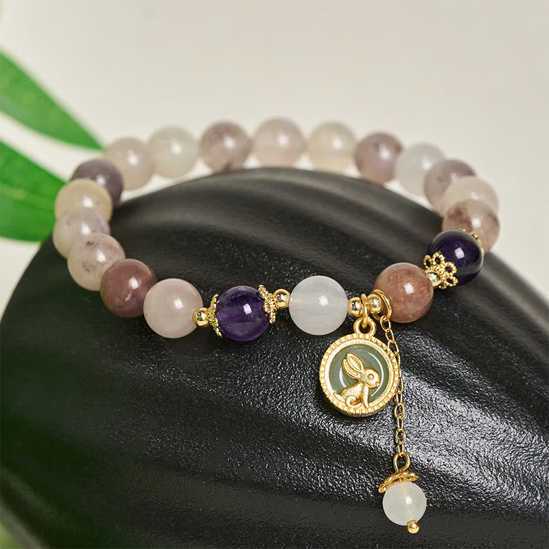 EverestArtstudios Golden Silk Jade Fu Character Rabbit Ward Off Evil Spirits Bracelet