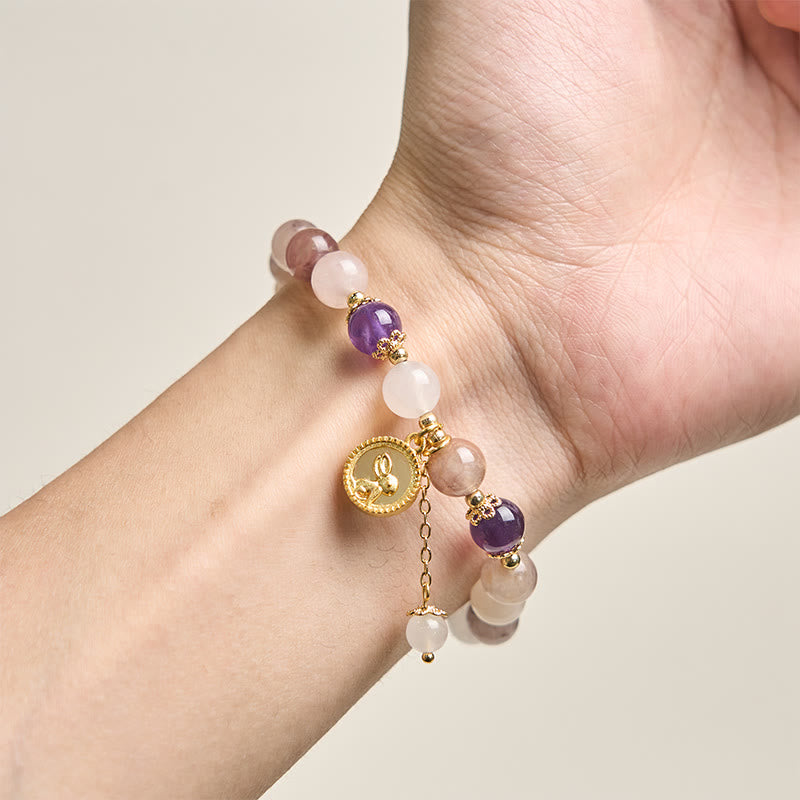 EverestArtstudios Golden Silk Jade Fu Character Rabbit Ward Off Evil Spirits Bracelet