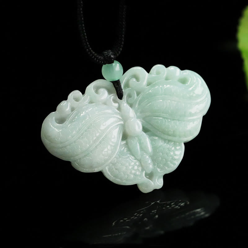 EverestArtstudios Jade Butterfly Prosperity Necklace Pendant