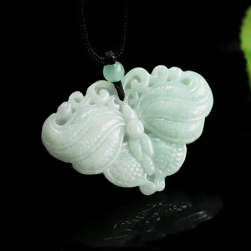 EverestArtstudios Jade Butterfly Prosperity Necklace Pendant