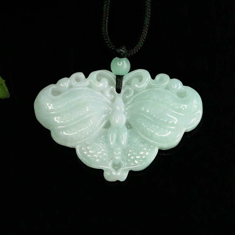 EverestArtstudios Jade Butterfly Prosperity Necklace Pendant