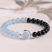 Buddha Stones Aquamarine Black Obsidian Peace Purification Bracelet