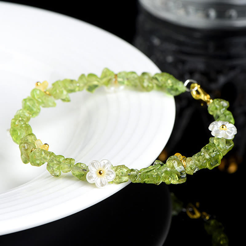 Buddha Stones Natural Aquamarine Peridot Strawberry Quartz Various Crystals Serenity Bracelet