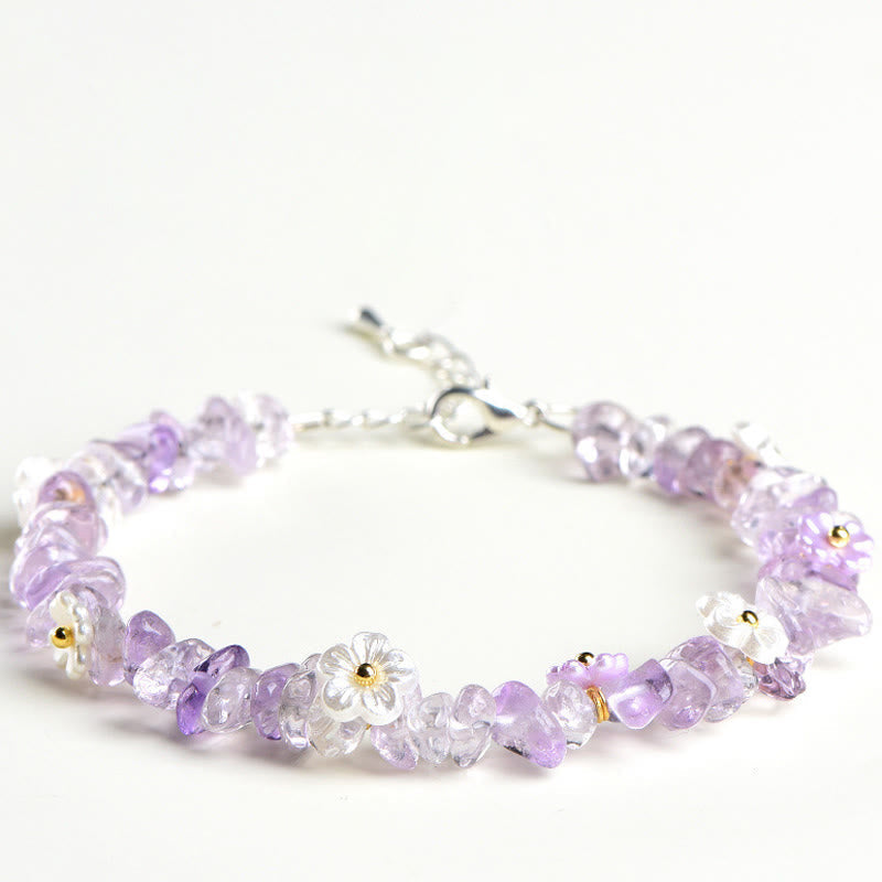 Buddha Stones Natural Aquamarine Peridot Strawberry Quartz Various Crystals Serenity Bracelet