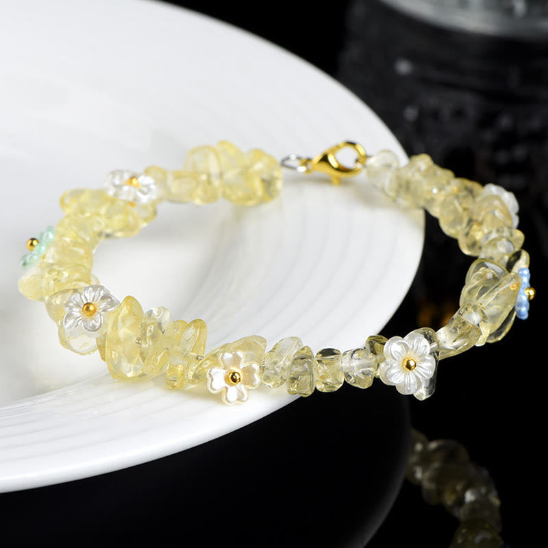 Buddha Stones Natural Aquamarine Peridot Strawberry Quartz Various Crystals Serenity Bracelet