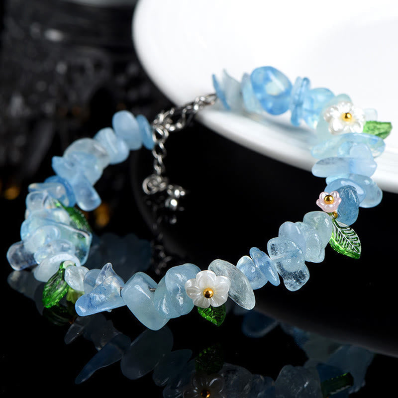 Buddha Stones Natural Aquamarine Peridot Strawberry Quartz Various Crystals Serenity Bracelet