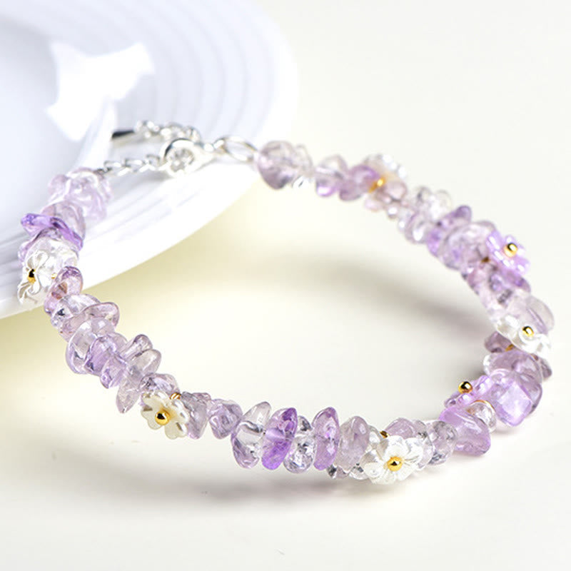Buddha Stones Natural Aquamarine Peridot Strawberry Quartz Various Crystals Serenity Bracelet