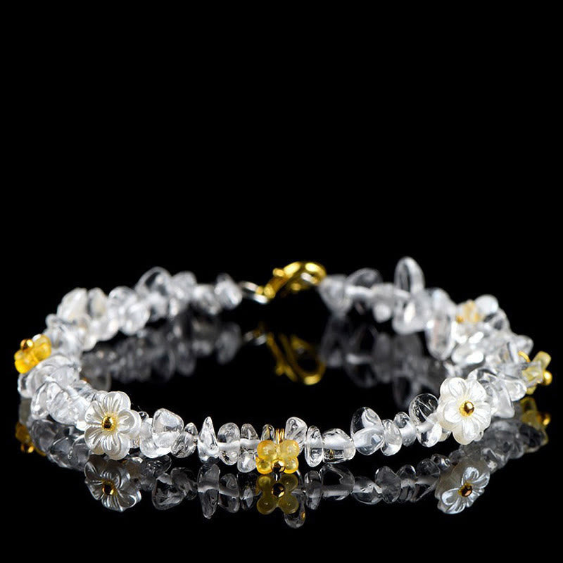 Buddha Stones Natural Aquamarine Peridot Strawberry Quartz Various Crystals Serenity Bracelet