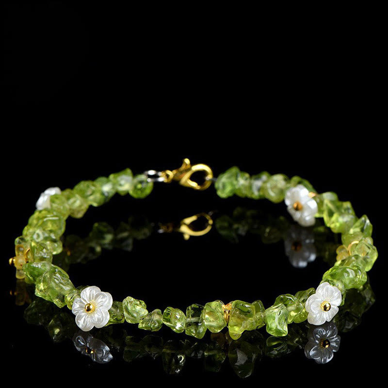 Buddha Stones Natural Aquamarine Peridot Strawberry Quartz Various Crystals Serenity Bracelet