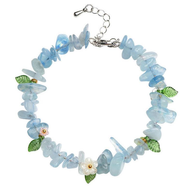 Buddha Stones Natural Aquamarine Peridot Strawberry Quartz Various Crystals Serenity Bracelet