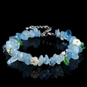 Buddha Stones Natural Aquamarine Peridot Strawberry Quartz Various Crystals Serenity Bracelet