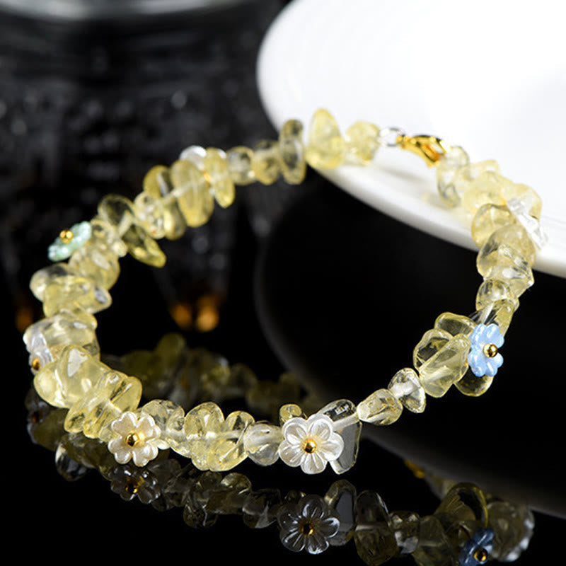 Buddha Stones Natural Aquamarine Peridot Strawberry Quartz Various Crystals Serenity Bracelet