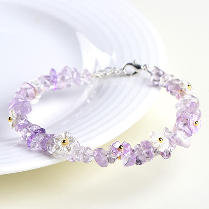 Buddha Stones Natural Aquamarine Peridot Strawberry Quartz Various Crystals Serenity Bracelet