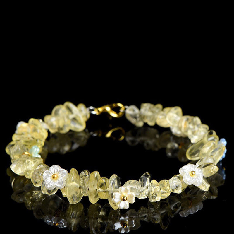 Buddha Stones Natural Aquamarine Peridot Strawberry Quartz Various Crystals Serenity Bracelet