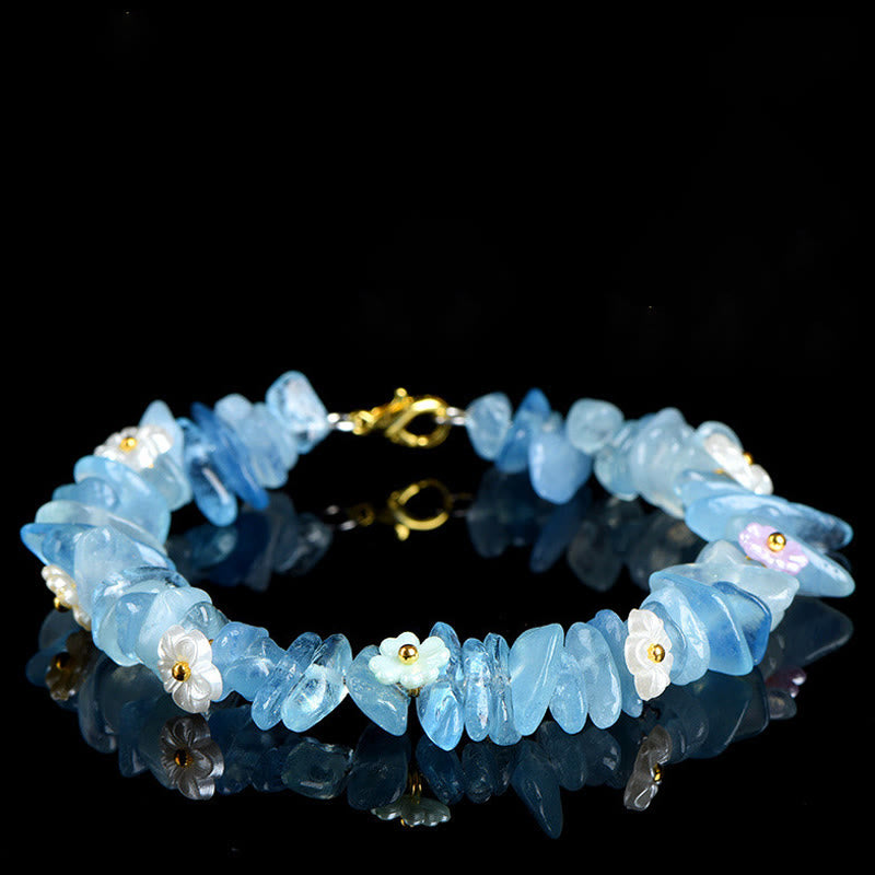 Buddha Stones Natural Aquamarine Peridot Strawberry Quartz Various Crystals Serenity Bracelet