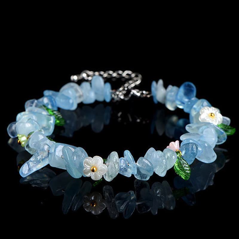 Buddha Stones Natural Aquamarine Peridot Strawberry Quartz Various Crystals Serenity Bracelet