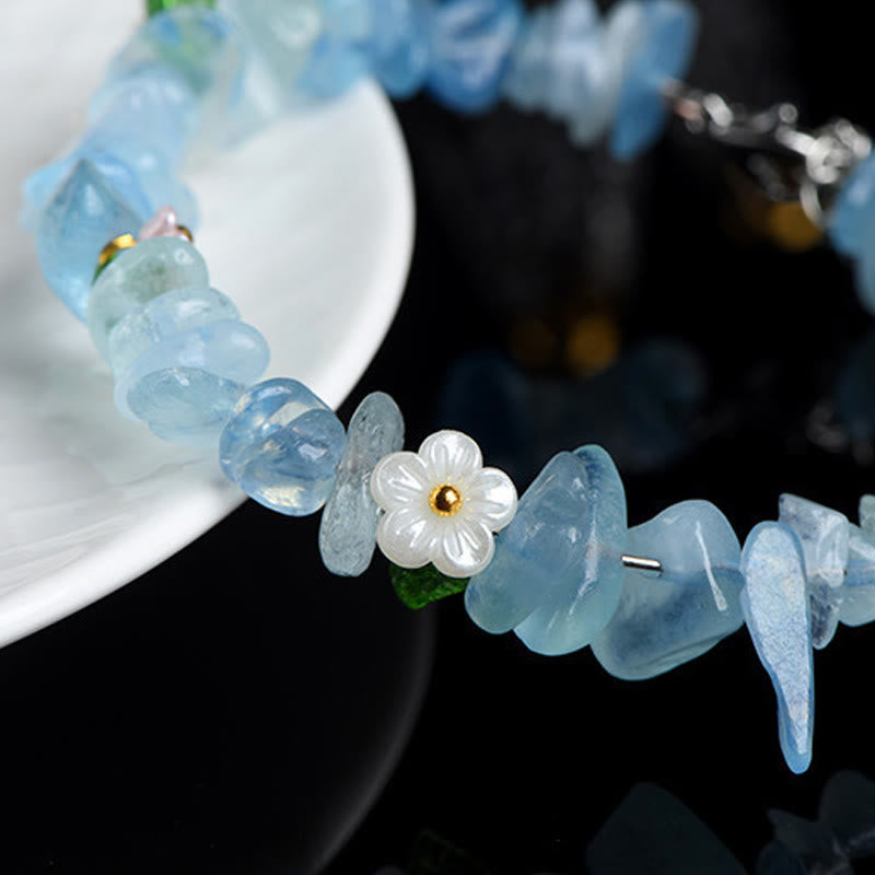 Buddha Stones Natural Aquamarine Peridot Strawberry Quartz Various Crystals Serenity Bracelet