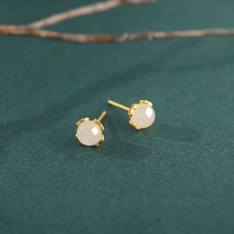 EverestArtstudios Hetian Jade 925 Sterling Silver Heart-Shaped Lace Harmony Earrings