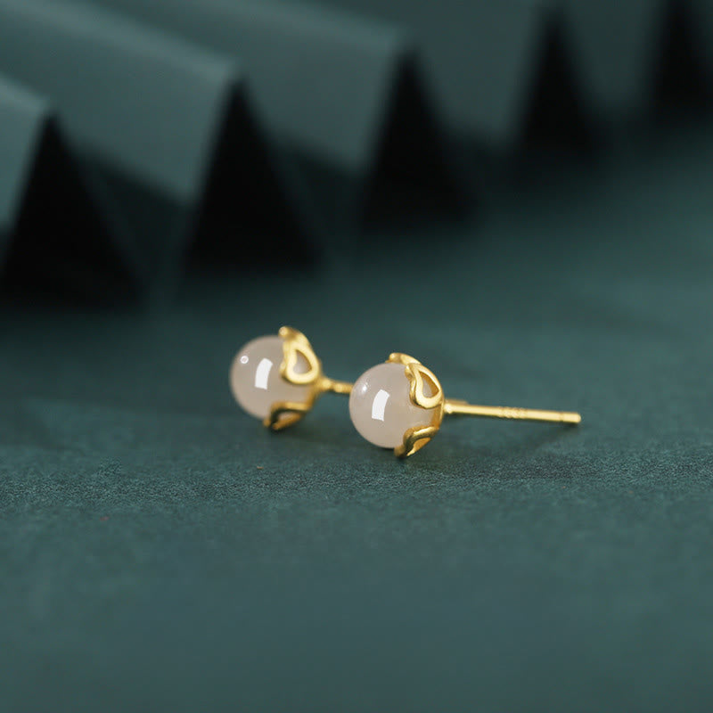 EverestArtstudios Hetian Jade 925 Sterling Silver Heart-Shaped Lace Harmony Earrings