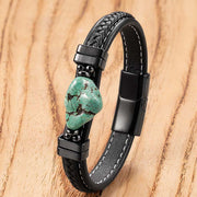 EverestArtStudios Synthetic Turquoise Braided Leather Bold Bracelet
