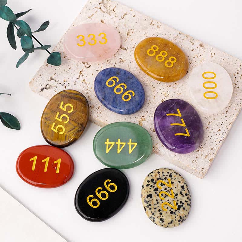 Buddha Stones Angel Numbers White Crystal Red Jasper Pink Crystal Green Aventurine Meditation Palm Stone