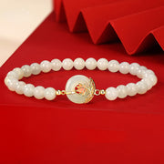 EverestArtstudios 925 Sterling Silver Hetian White Jade Lotus Symbol Peace Buckle Harmony Beaded Bracelet