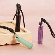 Buddha Stones Various Crystal Rose Quartz Green Aventurine Amethyst Cylinder Healing Necklace Pendant