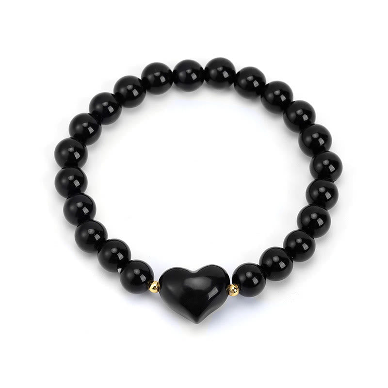 Buddha Stones Natural Amethyst Green Aventurine Tiger Eye Strawberry Quartz Love Heart Spiritual Bracelet