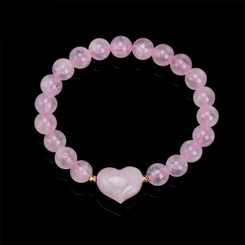 Buddha Stones Natural Amethyst Green Aventurine Tiger Eye Strawberry Quartz Love Heart Spiritual Bracelet