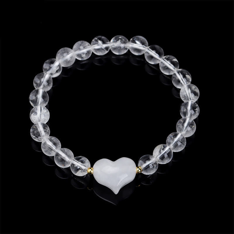 Buddha Stones Natural Amethyst Green Aventurine Tiger Eye Strawberry Quartz Love Heart Spiritual Bracelet