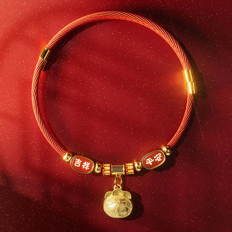 Buddha Stones Red String Bead Fu Character Luck Adjustable Cats Dogs Pet Collar
