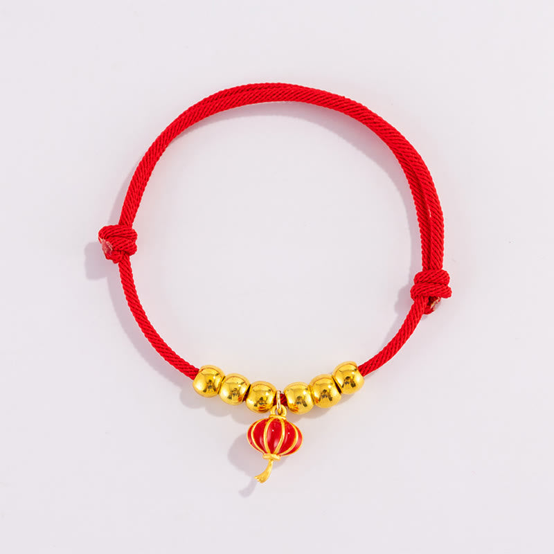 Buddha Stones Red String Bead Yuanbao Fu Character Protection Adjustable Cats Dogs Pet Collar
